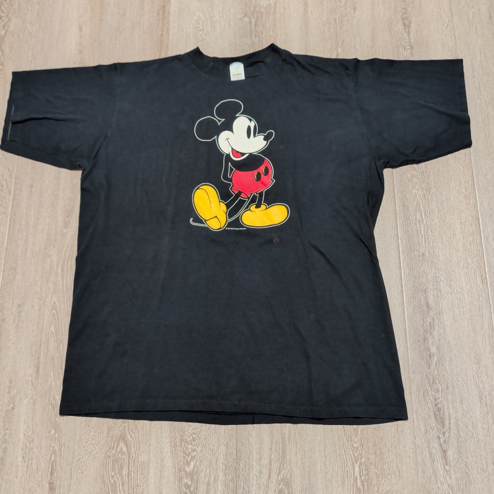 Vintage 80s Jostens Mickey Mouse T-Shirt Mens One Size 2XL Black Disney USA Made